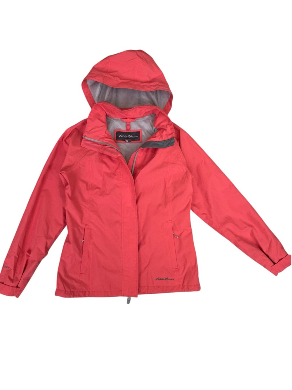 Eddie Bauer WeatherEdge Women’s XS Red Rain Jacket Hooded Outdoor Hiking Shell